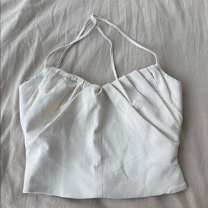 Zara White Textured Crop Top
